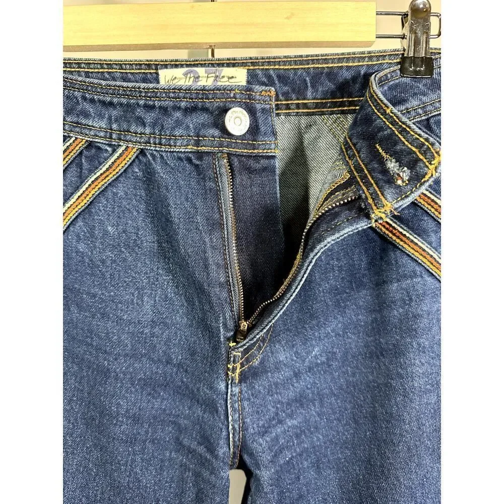 WE THE FREE/FREE PEOPLE Women's Over The Rainbow Flare Denim Jeans Blue Size 27